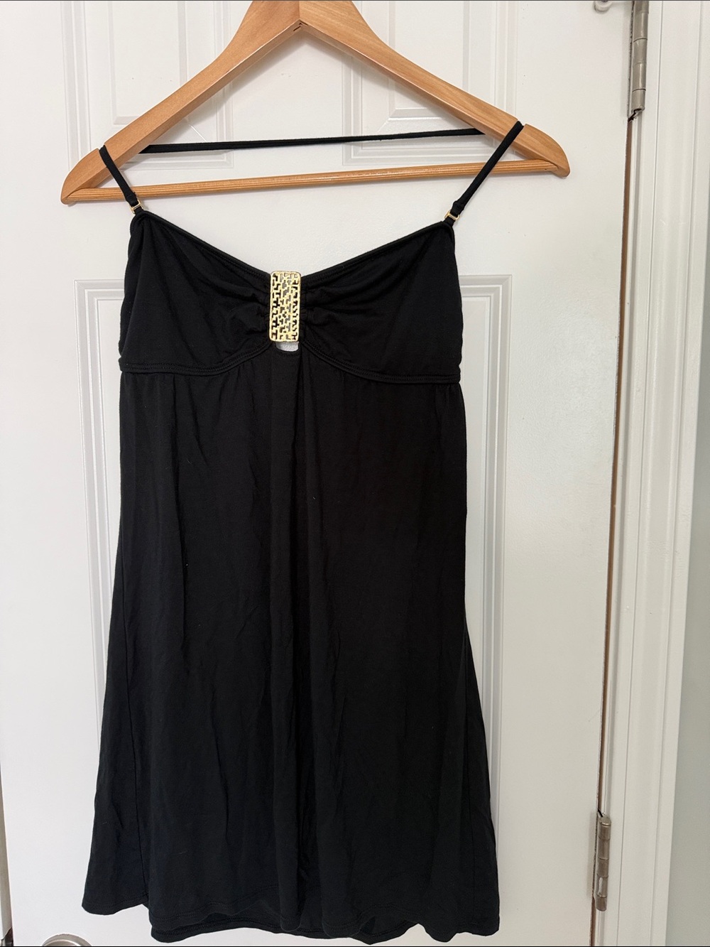 Trina Turk Black Strapless Dress with Gold Accent